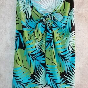 Blue green black tropical print SWIMSUIT Coverup Pareo Wrap